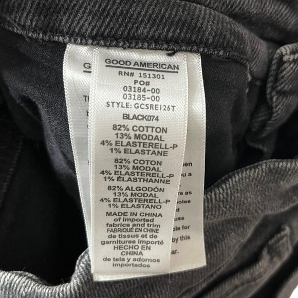 Good American Good Curve Skinny Jeans Raw Edge Black074 Womens Size 2 US 26 - Picture 12 of 14